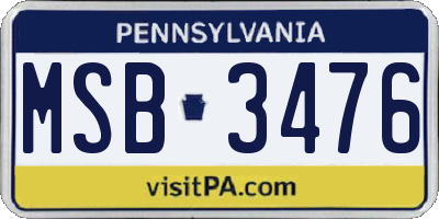 PA license plate MSB3476