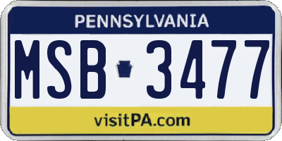 PA license plate MSB3477