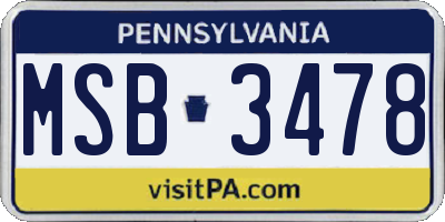 PA license plate MSB3478