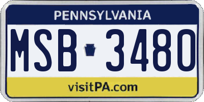 PA license plate MSB3480