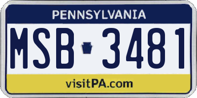 PA license plate MSB3481