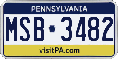 PA license plate MSB3482