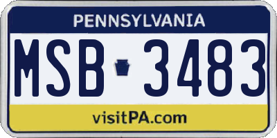 PA license plate MSB3483