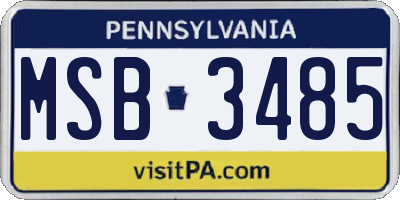 PA license plate MSB3485