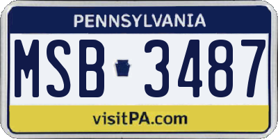 PA license plate MSB3487