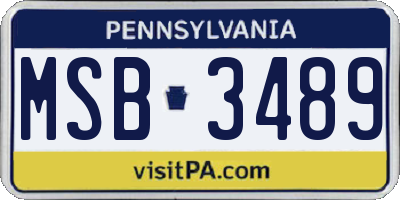 PA license plate MSB3489