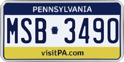 PA license plate MSB3490