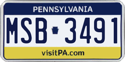 PA license plate MSB3491