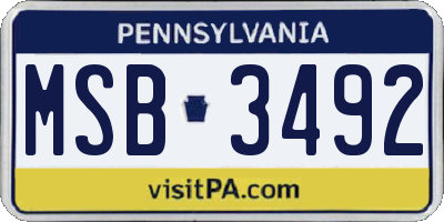 PA license plate MSB3492