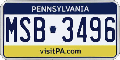 PA license plate MSB3496