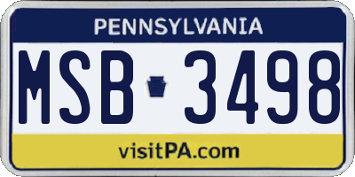 PA license plate MSB3498
