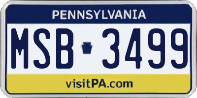 PA license plate MSB3499