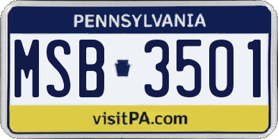 PA license plate MSB3501