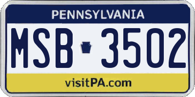 PA license plate MSB3502