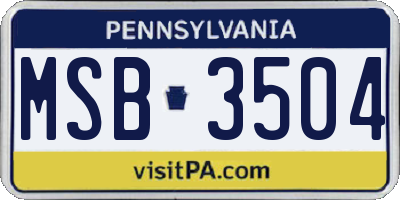 PA license plate MSB3504