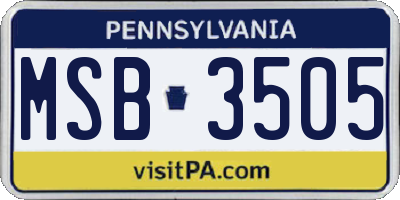 PA license plate MSB3505