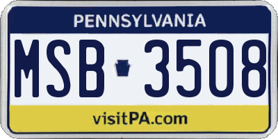 PA license plate MSB3508