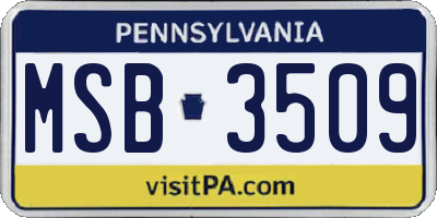 PA license plate MSB3509