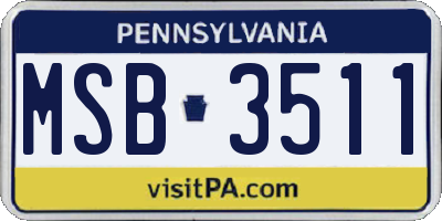 PA license plate MSB3511