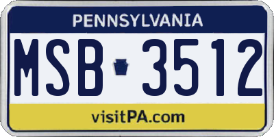 PA license plate MSB3512