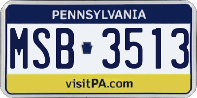 PA license plate MSB3513