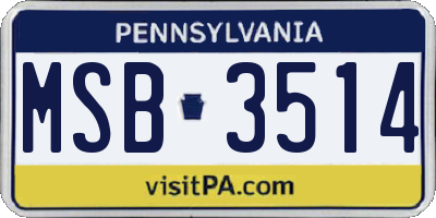 PA license plate MSB3514