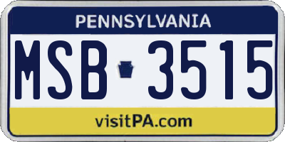 PA license plate MSB3515