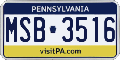 PA license plate MSB3516