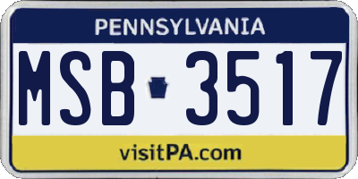 PA license plate MSB3517