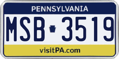 PA license plate MSB3519