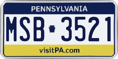 PA license plate MSB3521