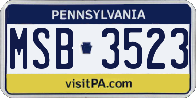 PA license plate MSB3523