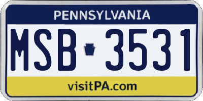PA license plate MSB3531
