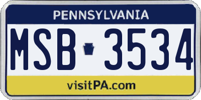 PA license plate MSB3534