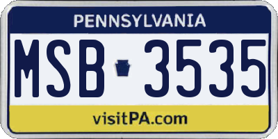 PA license plate MSB3535