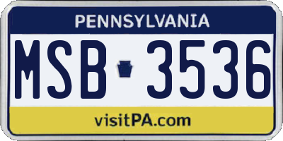 PA license plate MSB3536