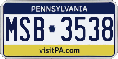 PA license plate MSB3538