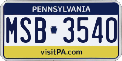 PA license plate MSB3540