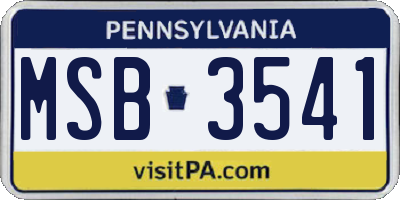 PA license plate MSB3541