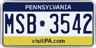 PA license plate MSB3542