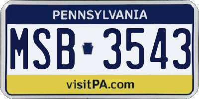 PA license plate MSB3543