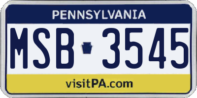 PA license plate MSB3545