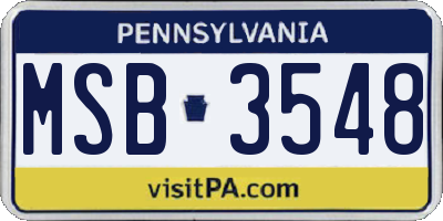 PA license plate MSB3548