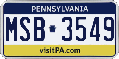 PA license plate MSB3549