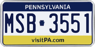 PA license plate MSB3551