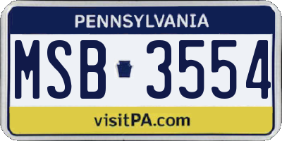 PA license plate MSB3554