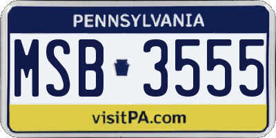 PA license plate MSB3555