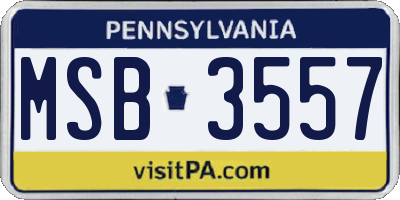 PA license plate MSB3557