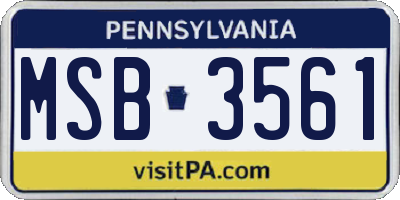PA license plate MSB3561