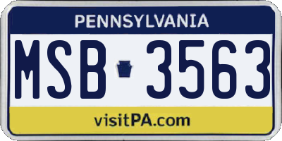 PA license plate MSB3563